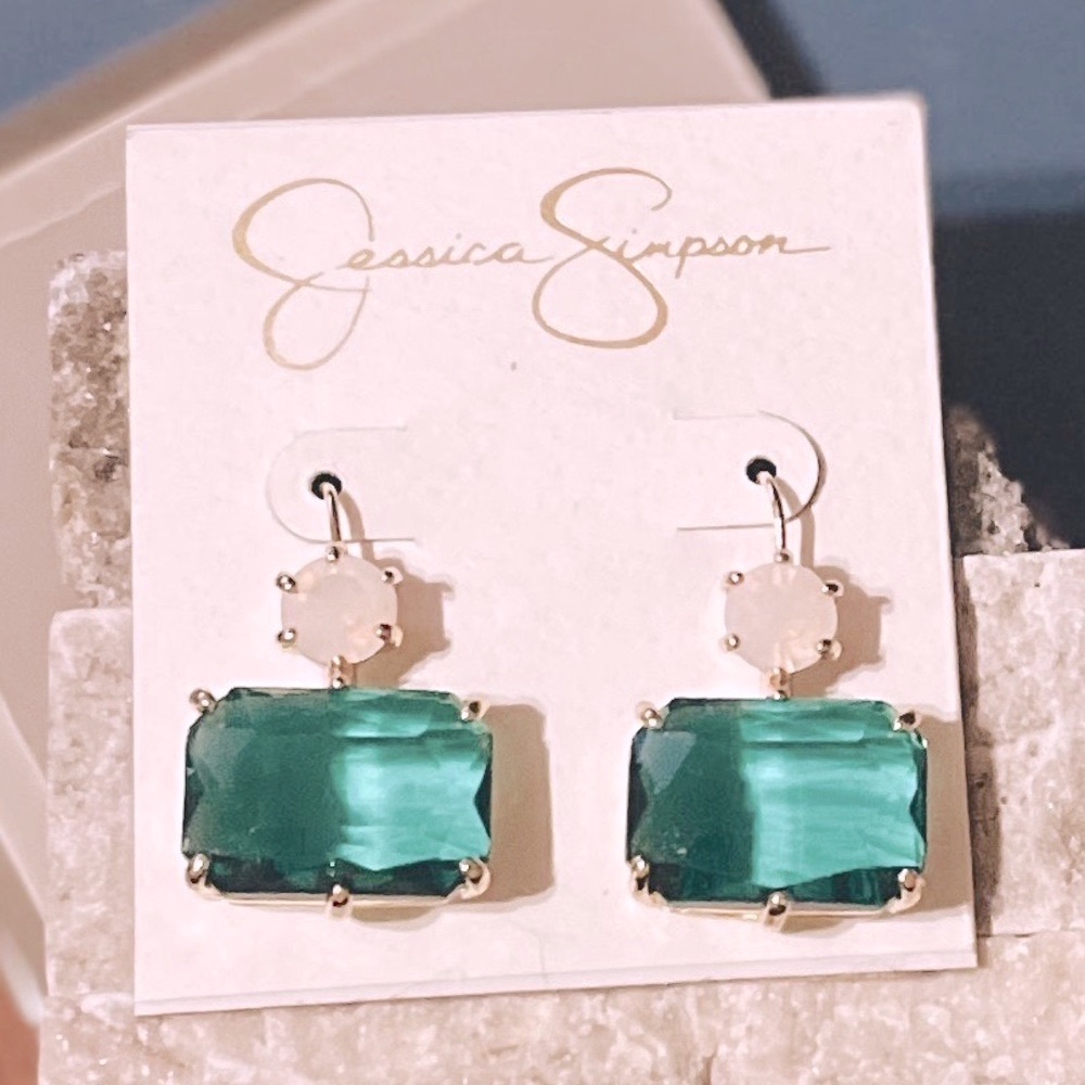 Jessica Simpson Mixed Stone Double Drop Earrings